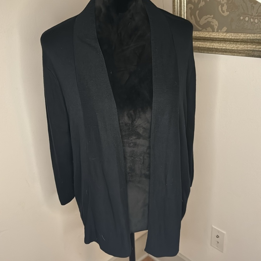 J. Jill cotton blend black 3/4 sleeves open cardigan Sz L